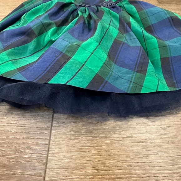 Janie and Jack Kids Girls Dress Tulle Blue Green Plaid Silk Size 12-18 M Holiday - Picture 2 of 9
